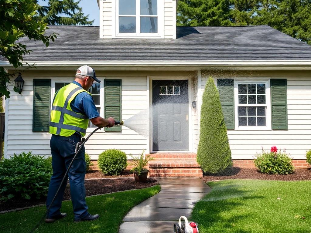 pressure washing a house