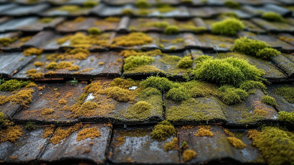 roof with moss on it needs roof cleaning in portland